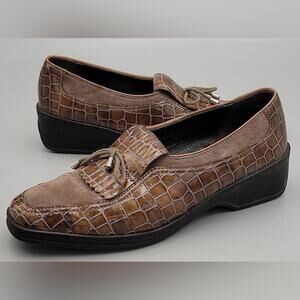 Ara Naturform Brown Loafers Slip-Ons Kiltie Shoes Size 7.5 Wide